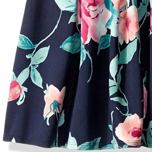 Amy Byer Girls Navy Floral Scuba Fit n Flare Dress Size 8 Sleeveless NWT - Picture 5 of 7